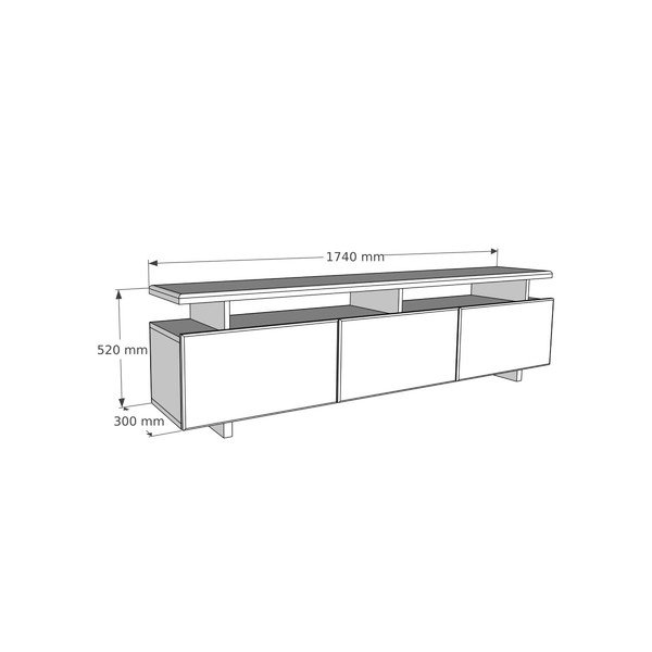 Naturalna szafka pod TV z drewna sosnowego 174x52 cm Natural – Kalune Design-image-4