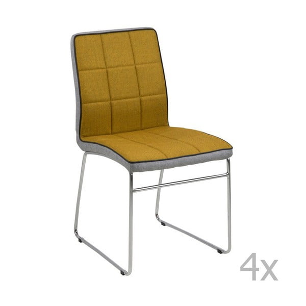 Zestaw 4 żółto-szarych krzeseł Actona Justin