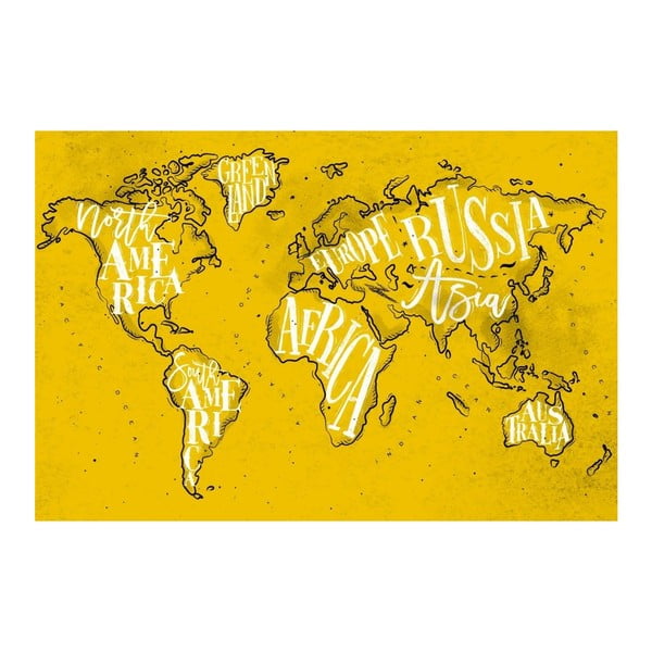 Obraz Homemania Maps World Yellow, 70x100 cm