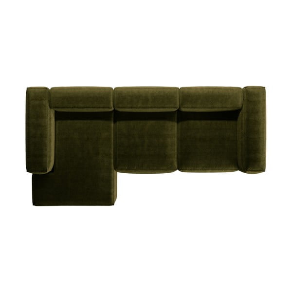 Zielony sztruksowy narożnik (lewostronny/z szezlongiem) Bergamo – Cosmopolitan Design-image-3