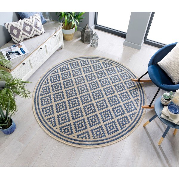 Niebiesko-beżowy okrągły dywan odpowiedni na zewnątrz ø 160 cm Moretti – Flair Rugs-image-2