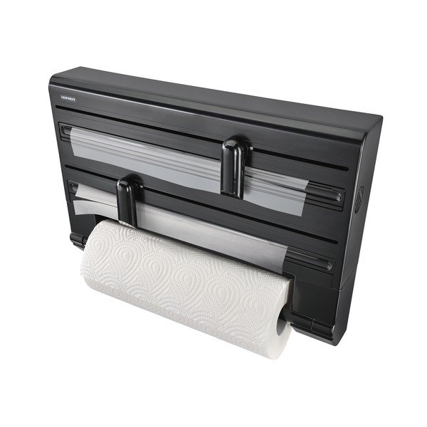 Czarny ścienny plastikowy uchwyt na ręczniki papierowe i folię Parat – LEIFHEIT