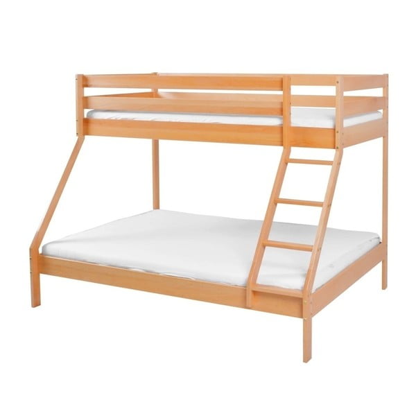 Dziecięce łóżko piętrowe z litego drewna bukowego Mobi furniture Maxim, 200x90 cm