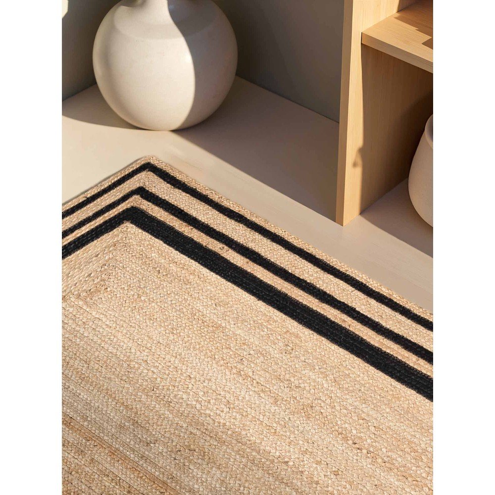 Czarno-naturalny ręcznie tkany dwustronny dywan z juty 160x230 cm Jutta – Hanse Home (zdjęcie 5)