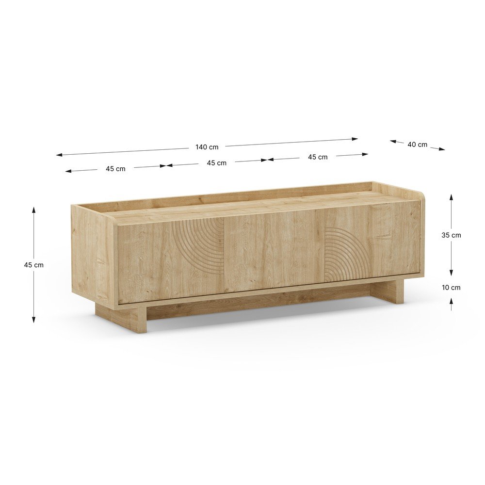 Szafka pod TV w dekorze dębu w naturalnym kolorze 140x45x40 cm Daira – Marckeric (zdjęcie 9)