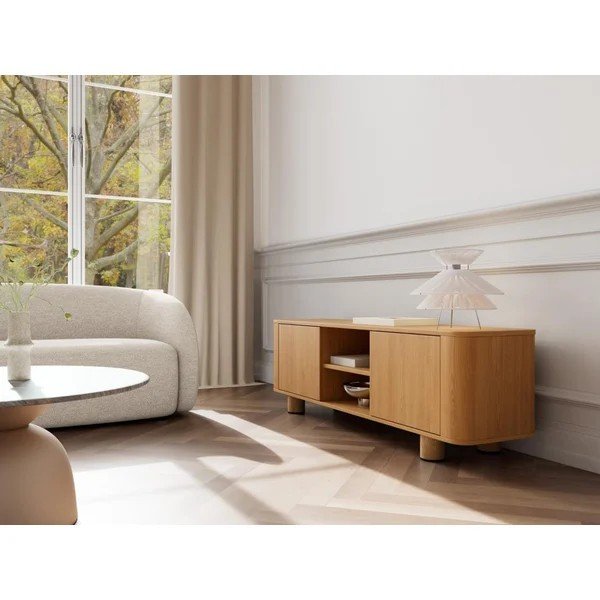 Szafka pod TV w dekorze dębu w naturalnym kolorze 160x50x40 cm Atmore – Actona-image-2