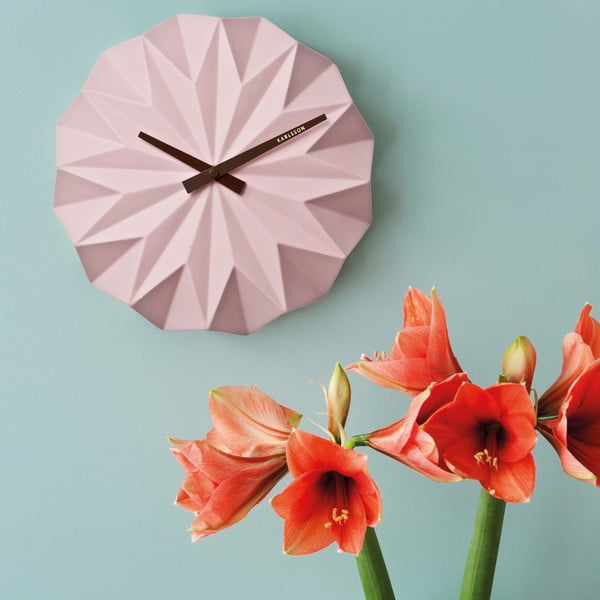 Różowy zegar ścienny Karlsson Origami-image-1