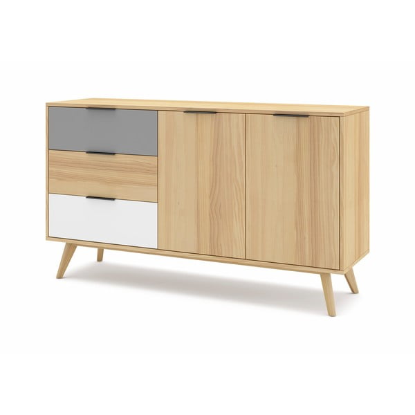 Niska komoda z drewna sosnowego 140x81 cm Elfa – Marckeric-image-3