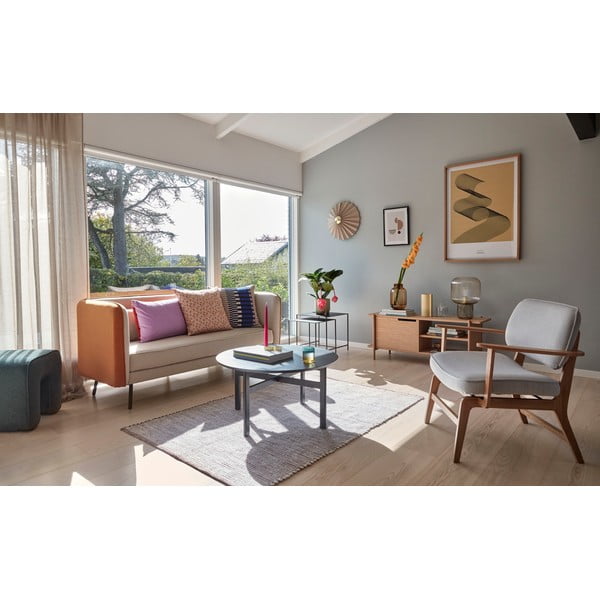 Szary fotel z konstrukcją z drewna dębowego Hübsch Haze-image-4