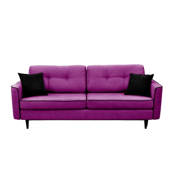 Fioletowa sofa rozkładana z czarnymi nogami Mazzini Sofas Magnolia