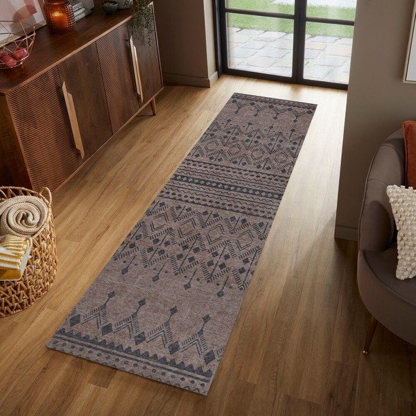 Brązowy chodnik odpowiedni do prania 57x230 cm MATCH NIKO JUTE LOOK – Flair Rugs-image-1