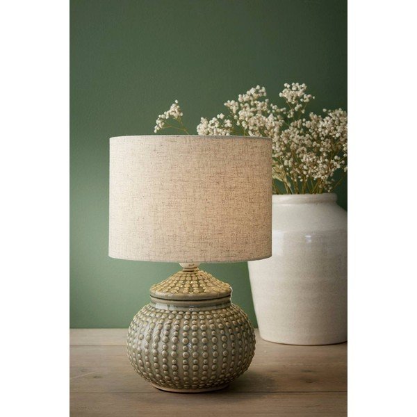 Szara/beżowa lniana lampa stołowa (wysokość 39 cm) Niko – Ellos Home-image-1