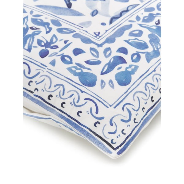 Niebiesko-biała pościel jednoosobowa z satyny bawełnianej Westwing Collection Ryle, 155x220 cm-image-4