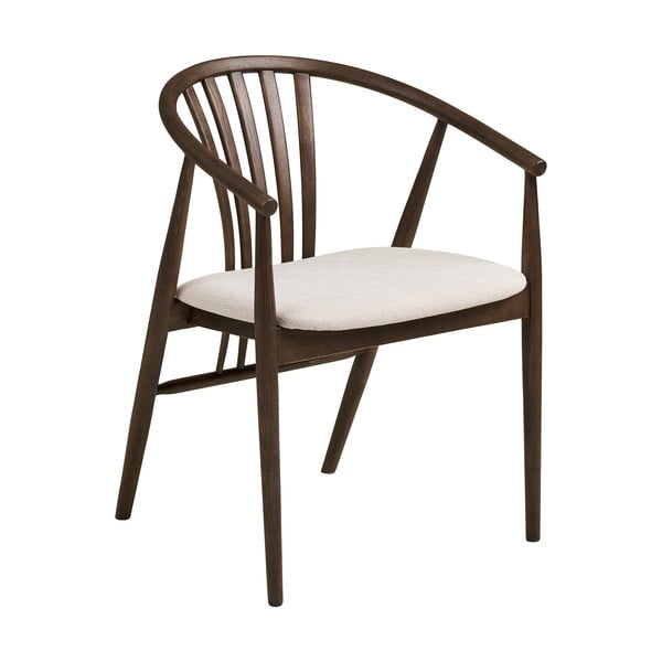 Ciemnobrązowe krzesło z podłokietnikami z litego drewna dębowego Agustin – House Nordic