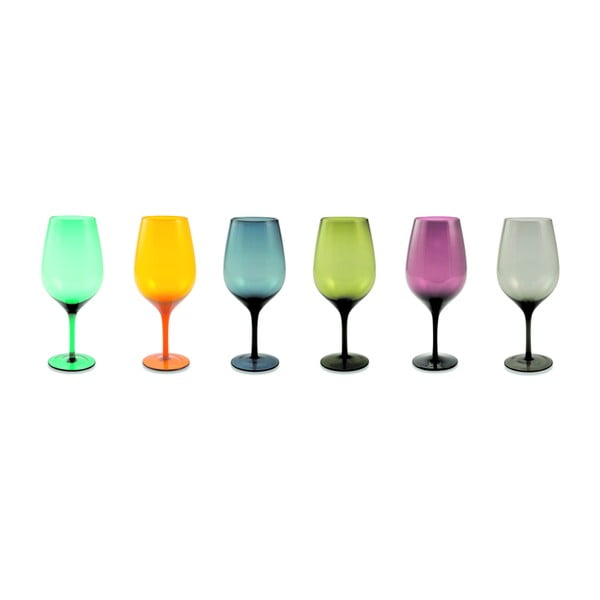 Zestaw 6 kolorowych kieliszków do wina Villa d'Este Happy Hour, 428 ml