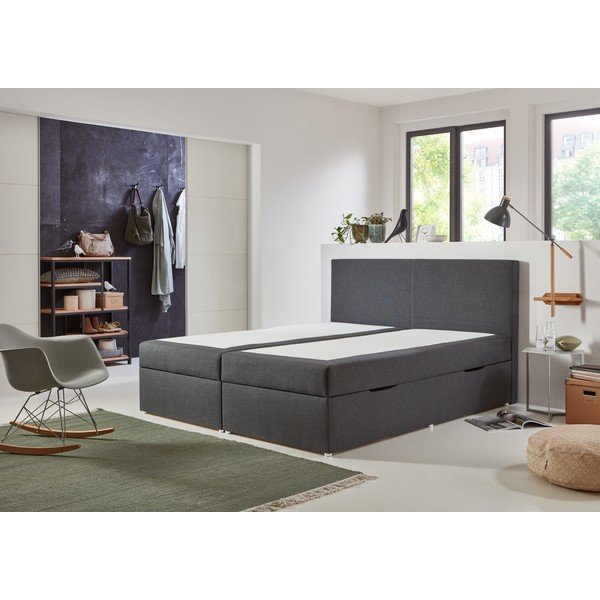 Szare łóżko boxspring ze schowkiem 180x200 cm Harry – Rojaplast-image-3