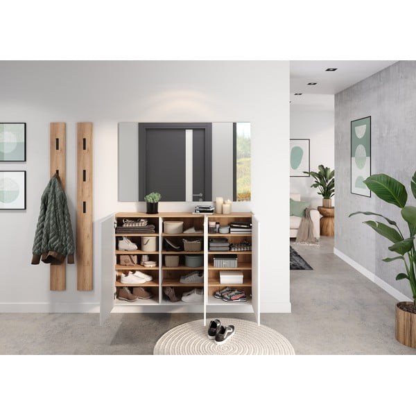 Biała szafka w dekorze dębu wisząca 138x87x25 cm Libbiano – Germania-image-1