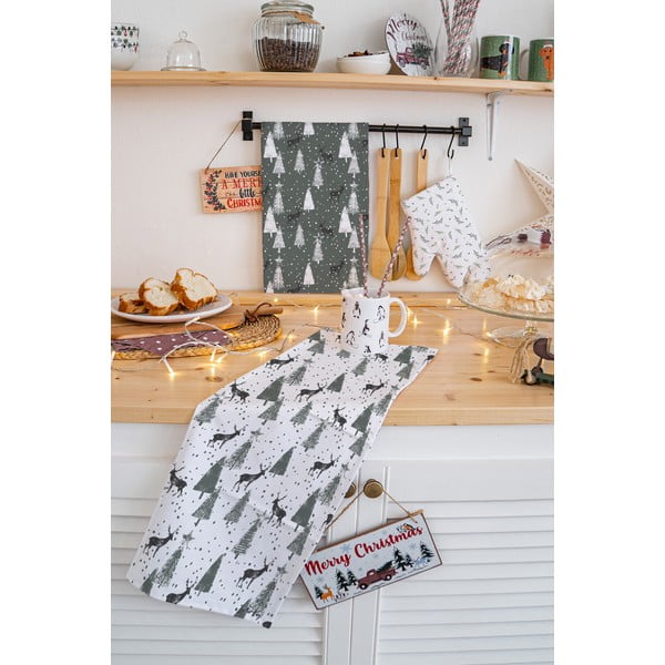 Bawełniane ścierki zestaw 2 szt. ze świątecznym motywem 50x70 cm Deer in the Forest – Butter Kings-image-1