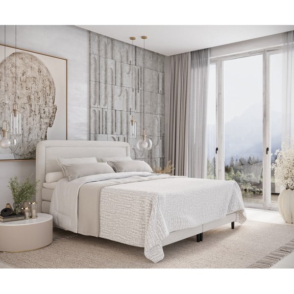 Kremowe łóżko boxspring 140x200 cm Dove – Maison de Rêve-image-1