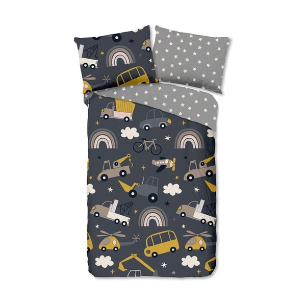 Szara bawełniana pościel dziecięca jednoosobowa 140x200 cm Rush – Good Morning