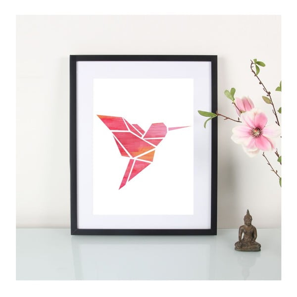 Plakat Origami Kolibri Pink, A3