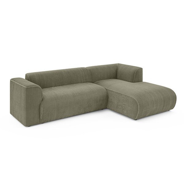 Zielony sztruksowy narożnik (prawostronny/z szezlongiem) Merid  – Ropez-image-2