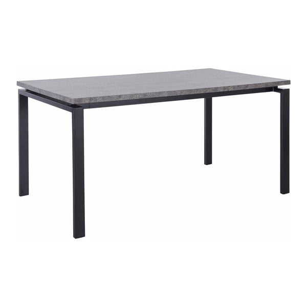 Czarny stół z blatem z dekorem betonowym Støraa Sanda, 90x160 cm