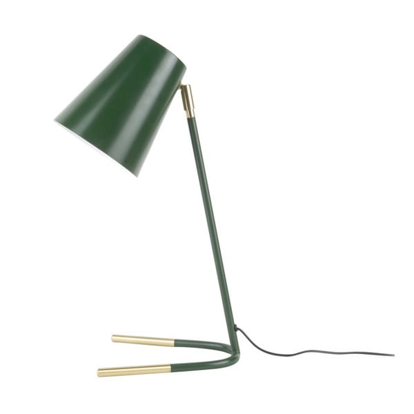 Zielona lampa stołowa z detalami w kolorze złota Leitmotiv Noble