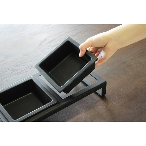 Zestaw czarnych misek dla zwierząt ze stojakiem Yamazaki Tower-image-1