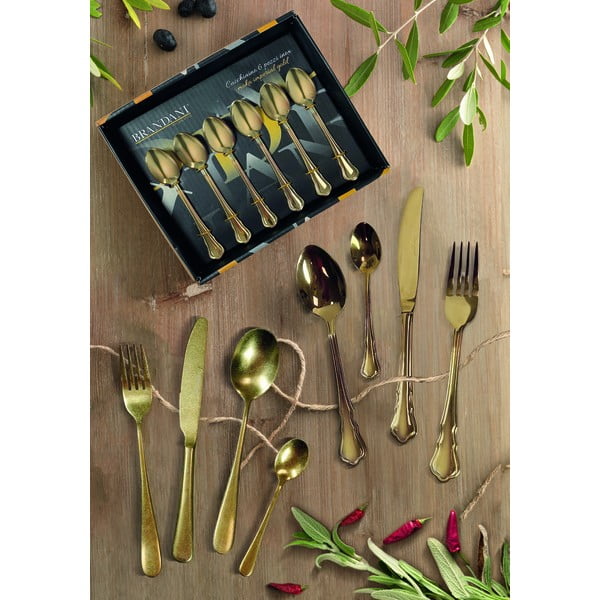 Sztućce ze stali nierdzewnej 16 szt. w kolorze złota Posate Old – Brandani-image-2