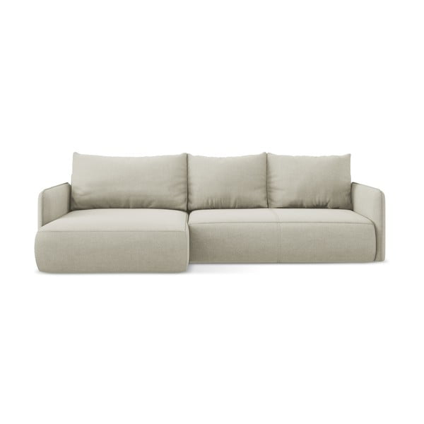 Kremowy rozkładany/ze schowkiem narożnik (lewostronny) Nanea – Makamii