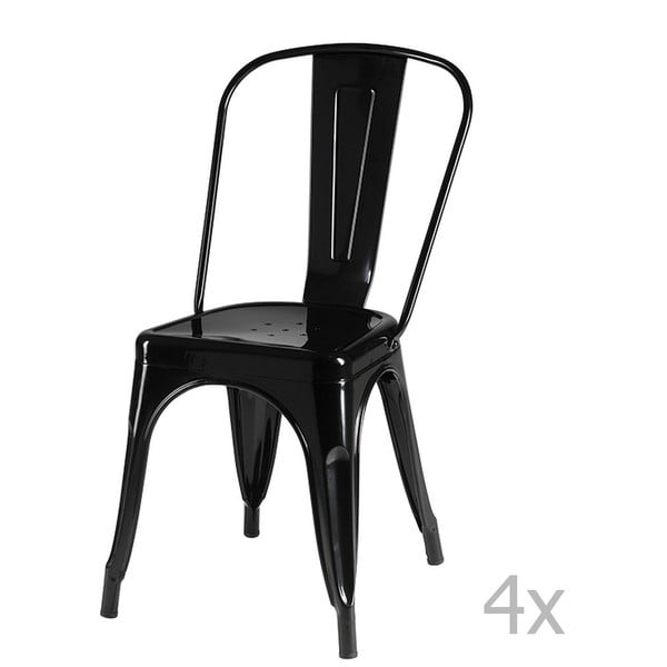 Zestaw 4 czarnych krzeseł Furnhouse Korona