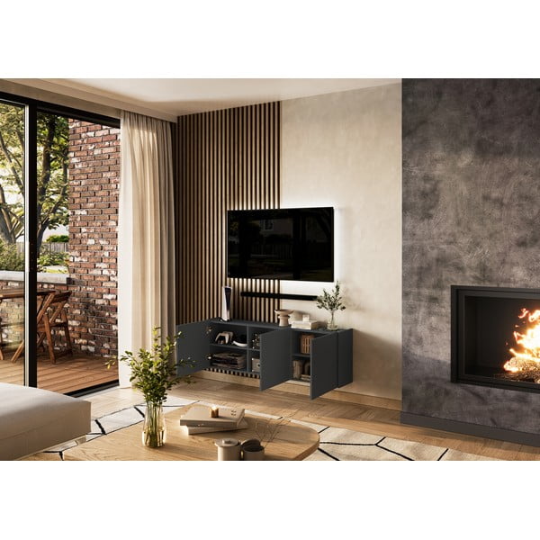 Antracytowa szafka pod TV 138x45 cm Piana – Germania-image-1
