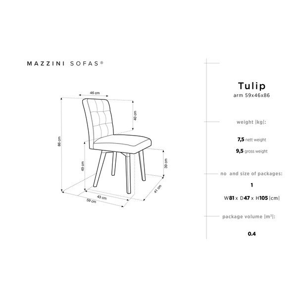 Beżowe krzesło Mazzini Sofas Tulip-image-3