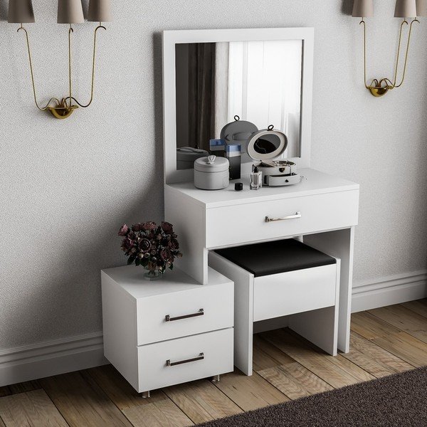 Biała toaletka drewniana Alacati-image-3