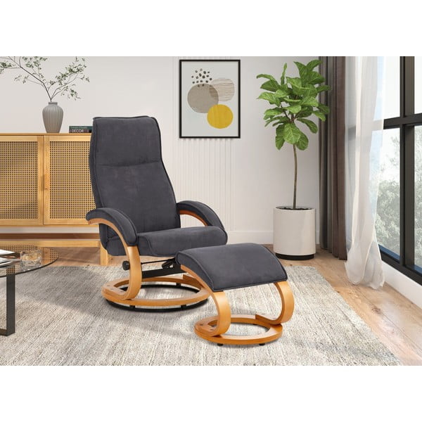 Szary fotel regulowany z podnóżkiem Støraa Rika-image-1