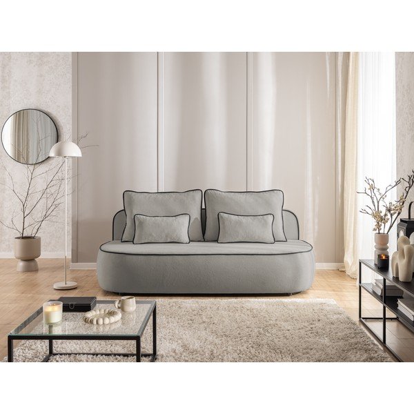 Czarna/szara aksamitna rozkładana/ze schowkiem sofa 210 cm Saga – Ropez-image-3