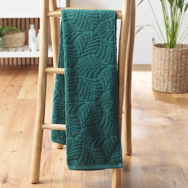 Zielony bawełniany ręcznik kąpielowy frotte 70x130 cm Madeira – douceur d'intérieur-image-1