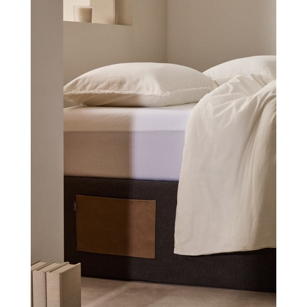 Czarne tapicerowane łóżko dwuosobowe ze schowkiem 160x200 cm Matters – Kave Home-image-2