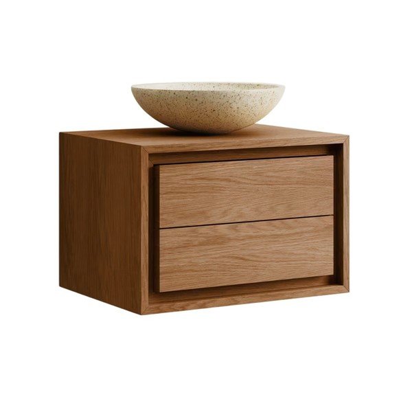 Brązowa wisząca szafka pod umywalkę z litego drewna tekowego 60x40 cm Kenta – Kave Home-image-4