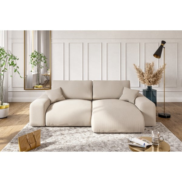 Beżowy sztruksowy narożnik (strona zmienna) Justin – Ropez-image-4