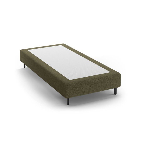 Zielone tapicerowane łóżko jednoosobowe bez zagłówka 90x200 cm Whale – Micadoni 