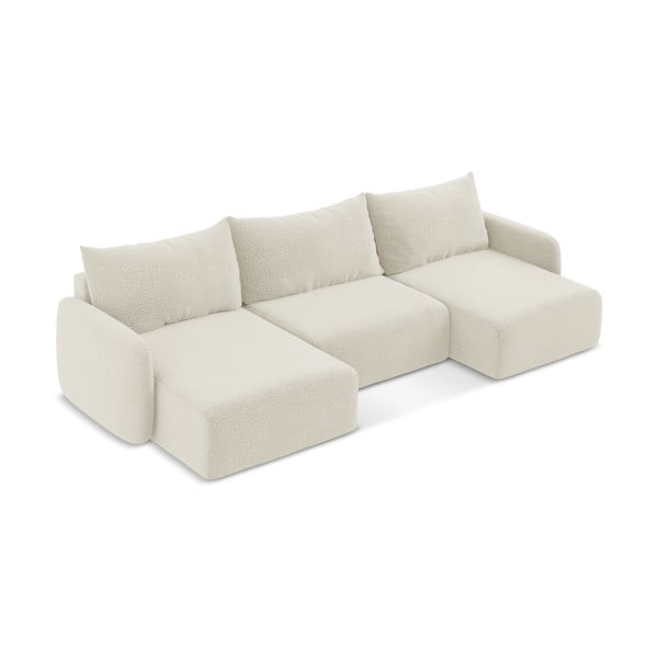 Kremowy rozkładany/ze schowkiem narożnik Kalena – Makamii-image-2