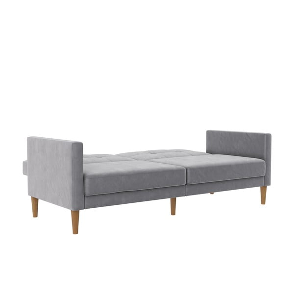 Jasnoszara aksamitna rozkładana sofa 207 cm Lilly – Støraa-image-3