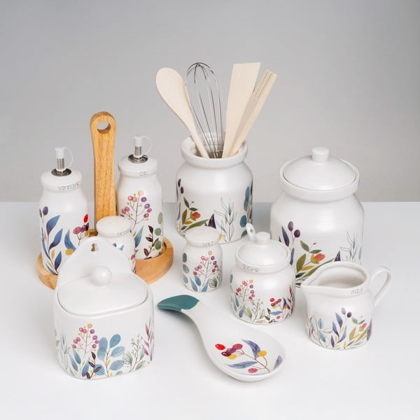 Drewniany zestaw przyborów kuchennych 4 szt. ze stojakiem Berries – Casa Selección-image-1