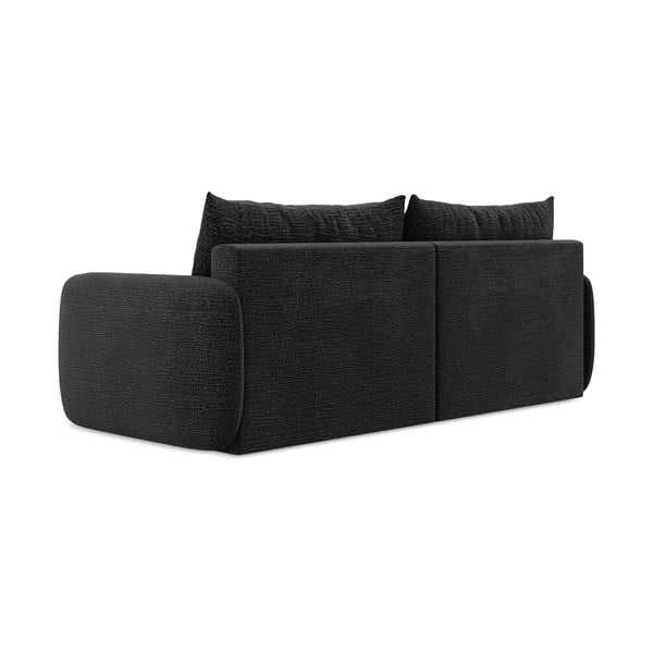 Czarna rozkładana/ze schowkiem sofa 238 cm Kalena – Makamii-image-3