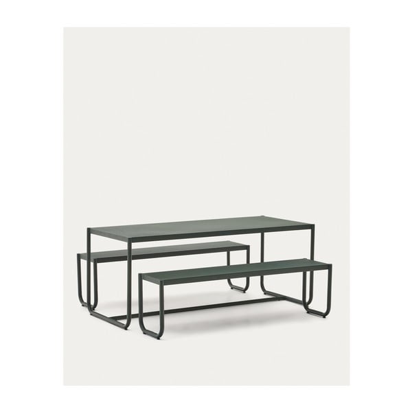 Ciemnozielony metalowy zestaw mebli ogrodowych dla 4 osób Sotil – Kave Home-image-4