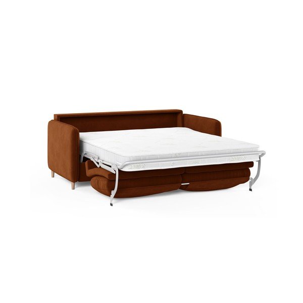 Aksamitna sofa do spania w kolorze terakoty 184 cm – Micadoni -image-1