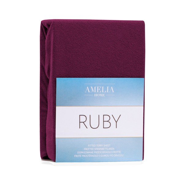 Bordowe elastyczne prześcieradło dwuosobowe AmeliaHome Ruby Dark Cherry, 180-200x200 cm-image-2
