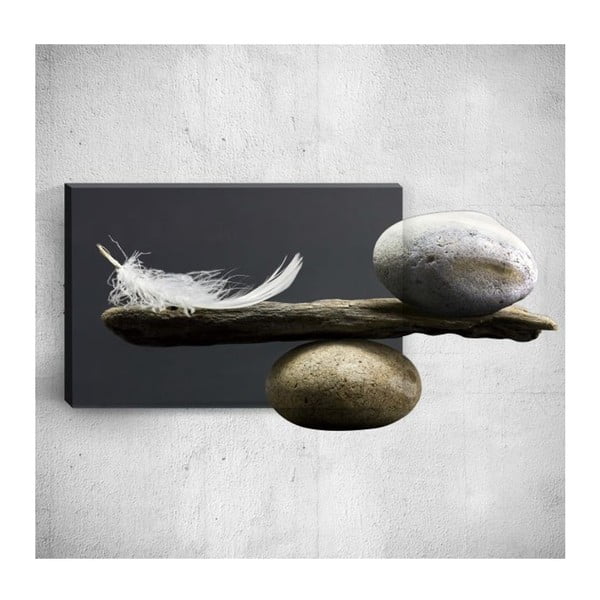Obraz 3D Mosticx Feather With Pebbles, 40x60 cm
